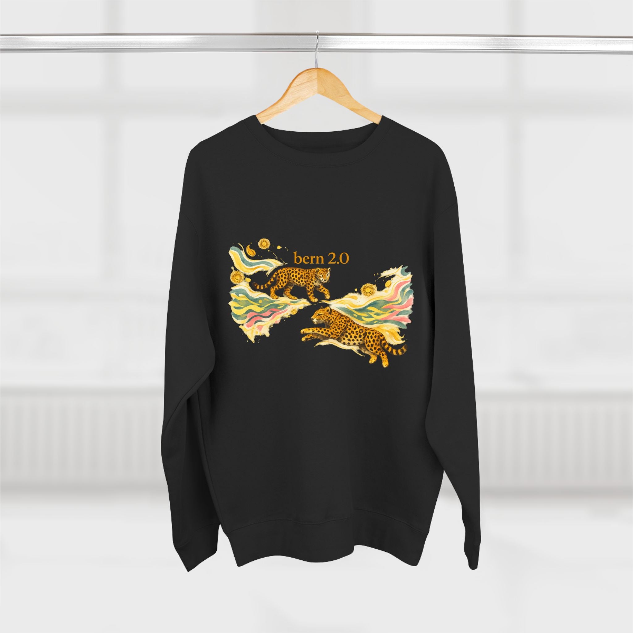 bern 2.0 — Watercolor Leopard Crewneck (Lane Seven LS14004 Black)